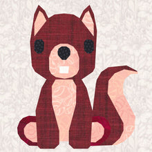 Load image into Gallery viewer, Cyril the Squirrel, Foundation Paper Piecing Pattern (FPP Pattern), Quilt Block, 4 sizes