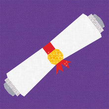 Load image into Gallery viewer, Graduation Scroll, Foundation Paper Piecing Pattern (FPP), Quilt Block, 4 sizes