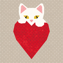Load image into Gallery viewer, I Love Cats! Foundation Paper Piecing Pattern (FPP), Quilt Block, 4 sizes