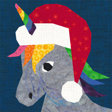 Load image into Gallery viewer, Unicorn Christmas, Foundation Paper Piecing Pattern (FPP Pattern), Quilt Block, 4 Sizes Included