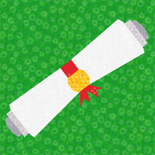 Load image into Gallery viewer, Graduation Scroll, Foundation Paper Piecing Pattern (FPP), Quilt Block, 4 sizes