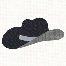 Load image into Gallery viewer, Cowboy Hat, Foundation Paper Piecing Pattern (FPP Pattern), Quilt Block, 4 sizes