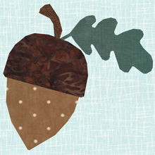 Load image into Gallery viewer, Acorn and Oak Leaf, Foundation Paper Piecing Pattern (FPP Pattern), Quilt Block, 4 sizes