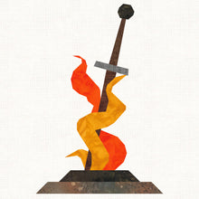 Load image into Gallery viewer, Blazing Sword, Foundation Paper Piecing Pattern (FPP), Quilt Block, 4 sizes