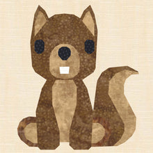 Load image into Gallery viewer, Cyril the Squirrel, Foundation Paper Piecing Pattern (FPP Pattern), Quilt Block, 4 sizes