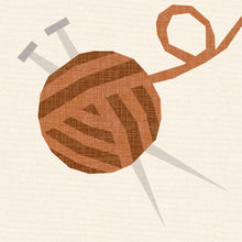 Load image into Gallery viewer, Knitting Needles & Ball of Yarn, Craft Notions, Foundation Paper Piecing Pattern (FPP), Quilt Block, PDF Pattern, 4 Sizes