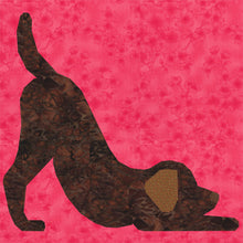 Load image into Gallery viewer, Downward Dog, Yoga Pose, Foundation Paper Piecing Pattern (FPP), Quilt Block, 4 sizes