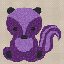 Load image into Gallery viewer, Funky Skunk, Foundation Paper Piecing Pattern (FPP Pattern), Quilt Block, 4 sizes