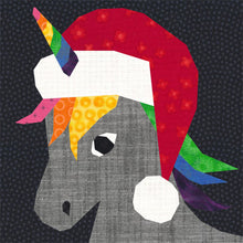 Load image into Gallery viewer, Unicorn Christmas, Foundation Paper Piecing Pattern (FPP Pattern), Quilt Block, 4 Sizes Included