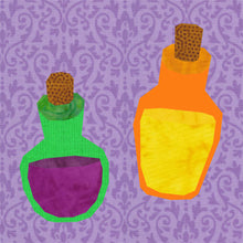 Load image into Gallery viewer, Lotions and Potions, Witchcraft, Foundation Paper Piecing Pattern (FPP Pattern), Quilt Block, 4 sizes