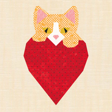 Load image into Gallery viewer, I Love Cats! Foundation Paper Piecing Pattern (FPP), Quilt Block, 4 sizes