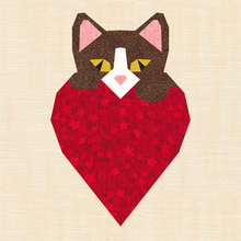 Load image into Gallery viewer, I Love Cats! Foundation Paper Piecing Pattern (FPP), Quilt Block, 4 sizes
