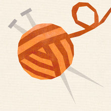 Load image into Gallery viewer, Knitting Needles & Ball of Yarn, Craft Notions, Foundation Paper Piecing Pattern (FPP), Quilt Block, PDF Pattern, 4 Sizes