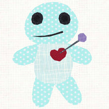 Load image into Gallery viewer, Voodoo Doll, Witchcraft, Foundation Paper Piecing Pattern (FPP Pattern), Quilt Block, 4 sizes