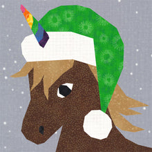 Load image into Gallery viewer, Unicorn Christmas, Foundation Paper Piecing Pattern (FPP Pattern), Quilt Block, 4 Sizes Included