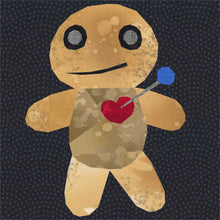 Load image into Gallery viewer, Voodoo Doll, Witchcraft, Foundation Paper Piecing Pattern (FPP Pattern), Quilt Block, 4 sizes