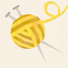 Load image into Gallery viewer, Knitting Needles & Ball of Yarn, Craft Notions, Foundation Paper Piecing Pattern (FPP), Quilt Block, PDF Pattern, 4 Sizes