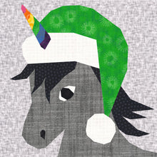 Load image into Gallery viewer, Unicorn Christmas, Foundation Paper Piecing Pattern (FPP Pattern), Quilt Block, 4 Sizes Included