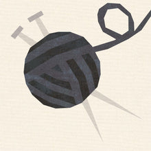 Load image into Gallery viewer, Knitting Needles & Ball of Yarn, Craft Notions, Foundation Paper Piecing Pattern (FPP), Quilt Block, PDF Pattern, 4 Sizes