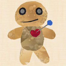 Load image into Gallery viewer, Voodoo Doll, Witchcraft, Foundation Paper Piecing Pattern (FPP Pattern), Quilt Block, 4 sizes