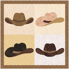 Load image into Gallery viewer, Cowboy Hat, Foundation Paper Piecing Pattern (FPP Pattern), Quilt Block, 4 sizes
