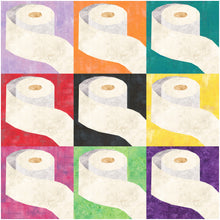 Load image into Gallery viewer, Sh*t Happens, Just Roll with It, Toilet Paper, Foundation Paper Piecing Pattern (FPP Pattern), Quilt Block, 4 Sizes