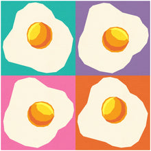 Load image into Gallery viewer, Sunny Side Up, Fried Egg, Foundation Paper Piecing Pattern (FPP Pattern), Quilt Block, 4 sizes