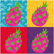 Load image into Gallery viewer, Dragon Fruit, Foundation Paper Piecing Pattern (FPP Pattern), Quilt Block, 4 Sizes