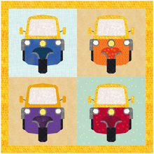 Load image into Gallery viewer, Tuk Tuk, Rickshaw, Foundation Paper Piecing Pattern (FPP Pattern), Quilt Block, 4 sizes