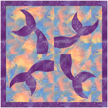 Load image into Gallery viewer, A Mermaid's Tale, Foundation Paper Piecing Pattern (FPP Pattern), Quilt Block, 3 sizes FPP Patterns- Full Bobbin Designs foundation paper piecing patterns quilt block patterns sewing patterns