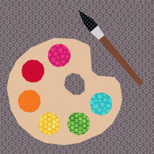 Load image into Gallery viewer, Artist Palette and Paintbrush, Foundation Paper Piecing Pattern (FPP), Quilt Block, 3 sizes FPP Patterns- Full Bobbin Designs foundation paper piecing patterns quilt block patterns sewing patterns