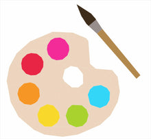 Load image into Gallery viewer, Artist Palette and Paintbrush, Foundation Paper Piecing Pattern (FPP), Quilt Block, 3 sizes FPP Patterns- Full Bobbin Designs foundation paper piecing patterns quilt block patterns sewing patterns
