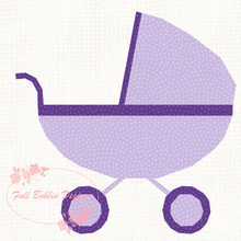 Load image into Gallery viewer, Baby Pram, Stroller, Pushchair, Foundation Paper Piecing Pattern (FPP), Quilt Block, 3 sizes FPP Patterns- Full Bobbin Designs foundation paper piecing patterns quilt block patterns sewing patterns