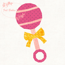 Load image into Gallery viewer, Baby Rattle, Foundation Paper Piecing Pattern (FPP), Quilt Block, 3 sizes FPP Patterns- Full Bobbin Designs foundation paper piecing patterns quilt block patterns sewing patterns