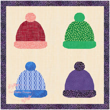 Load image into Gallery viewer, Bobble Hat, Foundation Paper Piecing Pattern (FPP Pattern), Quilt Block, 3 sizes FPP Patterns- Full Bobbin Designs foundation paper piecing patterns quilt block patterns sewing patterns