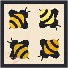 Load image into Gallery viewer, Bumble Bee, Foundation Paper Piecing Pattern (FPP), Quilt Block, 4 sizes FPP Patterns- Full Bobbin Designs foundation paper piecing patterns quilt block patterns sewing patterns