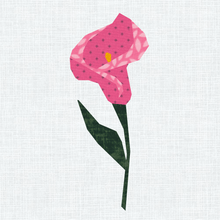 Load image into Gallery viewer, Calla Lily, Flower, Foundation Paper Piecing (FPP Pattern), Quilt Block, 3 sizes FPP Patterns- Full Bobbin Designs foundation paper piecing patterns quilt block patterns sewing patterns