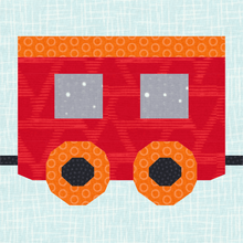 Load image into Gallery viewer, Choo Choo Train, Foundation Paper Piecing Pattern (FPP Pattern), Quilt Block, 3 Patterns included each in 4 sizes FPP Patterns- Full Bobbin Designs foundation paper piecing patterns quilt block patterns sewing patterns