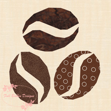 Load image into Gallery viewer, Coffee Beans, Foundation Paper Piecing Pattern (FPP Pattern), Quilt Block, 3 sizes included FPP Patterns- Full Bobbin Designs foundation paper piecing patterns quilt block patterns sewing patterns