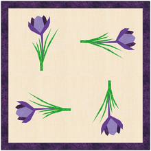 Load image into Gallery viewer, Crocus, Flower Foundation Paper Piecing (FPP Pattern), Quilt Block, 3 sizes FPP Patterns- Full Bobbin Designs foundation paper piecing patterns quilt block patterns sewing patterns