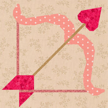 Load image into Gallery viewer, Cupids Bow, Valentine, Foundation Paper Piecing Pattern (FPP Pattern), Quilt Block, 3 sizes FPP Patterns- Full Bobbin Designs foundation paper piecing patterns quilt block patterns sewing patterns