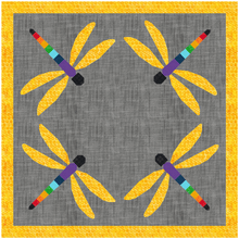 Load image into Gallery viewer, Dragonfly, Foundation Paper Piecing Pattern (FPP Pattern), 3 sizes FPP Patterns- Full Bobbin Designs foundation paper piecing patterns quilt block patterns sewing patterns