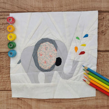 Load image into Gallery viewer, Elephant Spray, Rainbow, Foundation Paper Piecing Pattern (FPP Pattern), Quilt Block, 4 sizes FPP Patterns- Full Bobbin Designs foundation paper piecing patterns quilt block patterns sewing patterns