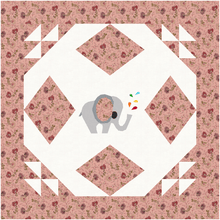 Load image into Gallery viewer, Elephant Spray, Rainbow, Foundation Paper Piecing Pattern (FPP Pattern), Quilt Block, 4 sizes FPP Patterns- Full Bobbin Designs foundation paper piecing patterns quilt block patterns sewing patterns