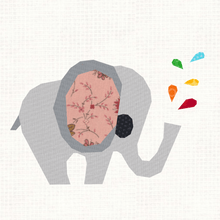 Load image into Gallery viewer, Elephant Spray, Rainbow, Foundation Paper Piecing Pattern (FPP Pattern), Quilt Block, 4 sizes FPP Patterns- Full Bobbin Designs foundation paper piecing patterns quilt block patterns sewing patterns