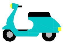 Load image into Gallery viewer, Enjoy The Ride! Vespa Scooter Foundation Paper Piecing Pattern (FPP Pattern), Quilt Block, 3 sizes FPP Patterns- Full Bobbin Designs foundation paper piecing patterns quilt block patterns sewing patterns