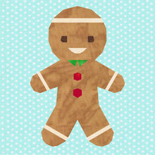 Load image into Gallery viewer, Gingie the Gingerbread, Foundation Paper Piecing Pattern (FPP Pattern), Quilt Block, 6 Sizes Included FPP Patterns- Full Bobbin Designs foundation paper piecing patterns quilt block patterns sewing patterns