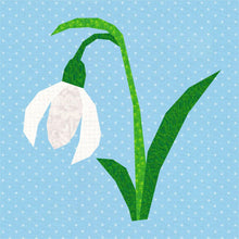 Load image into Gallery viewer, Snowdrop, Flower Foundation Paper Piecing Pattern (FPP Pattern), Quilt Block, 3 sizes FPP Patterns- Full Bobbin Designs foundation paper piecing patterns quilt block patterns sewing patterns