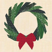 Load image into Gallery viewer, Christmas Wreath, Foundation Paper Piecing Pattern (FPP Pattern), Quilt Block, 4 Sizes Included FPP Patterns- Full Bobbin Designs foundation paper piecing patterns quilt block patterns sewing patterns