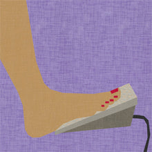 Load image into Gallery viewer, Sewing in Bare Feet, Sewing Machine Foot Pedal, Foundation Paper Piecing Pattern (FPP Pattern), Quilt Block, 5 Sizes